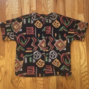 Vintage Geometric Button Down Top